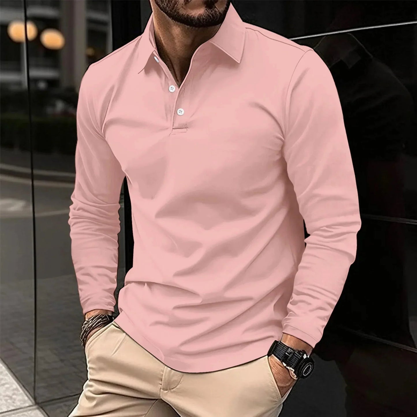 1+1 GRATIS | poloshirt met lange mouwen