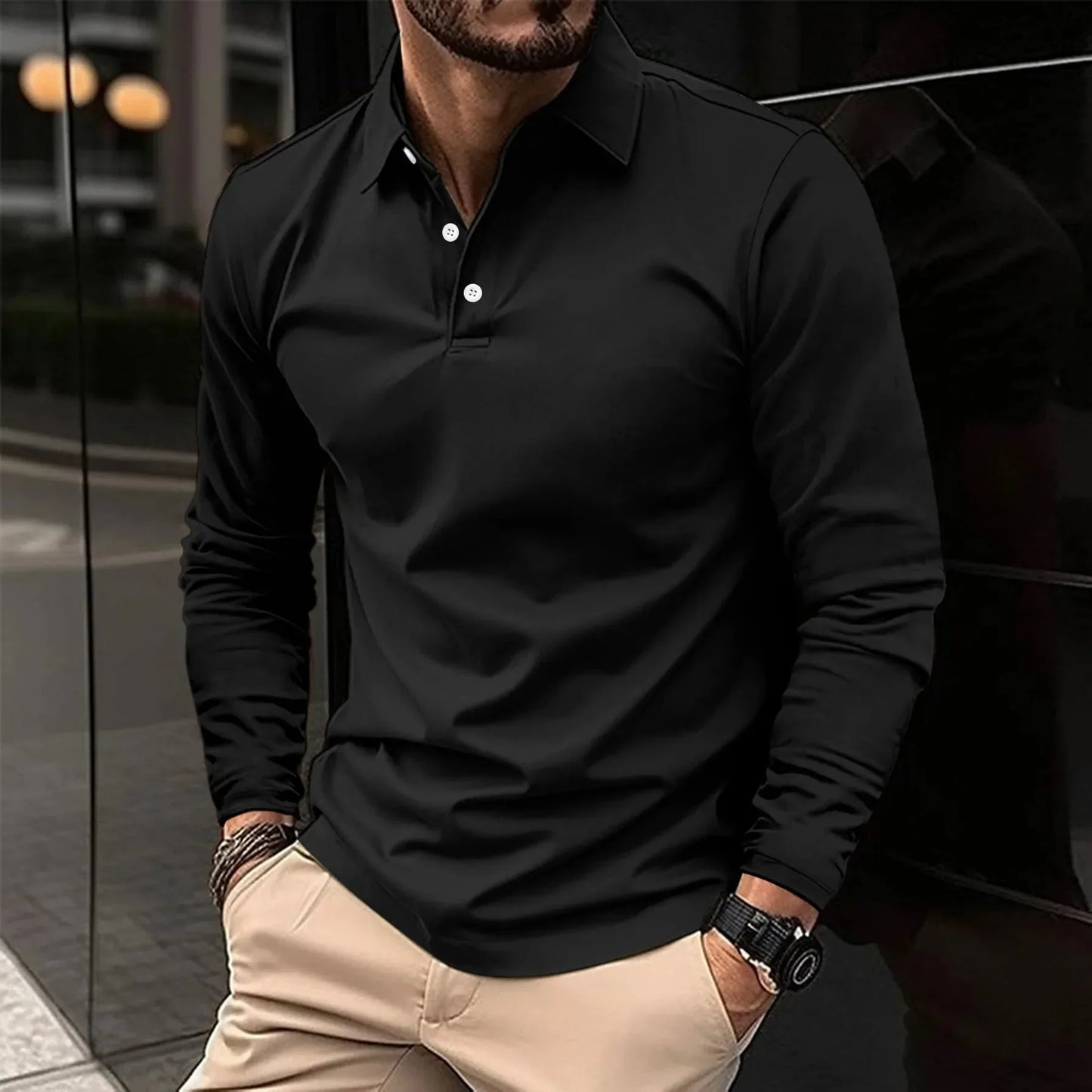 1+1 GRATIS | poloshirt met lange mouwen