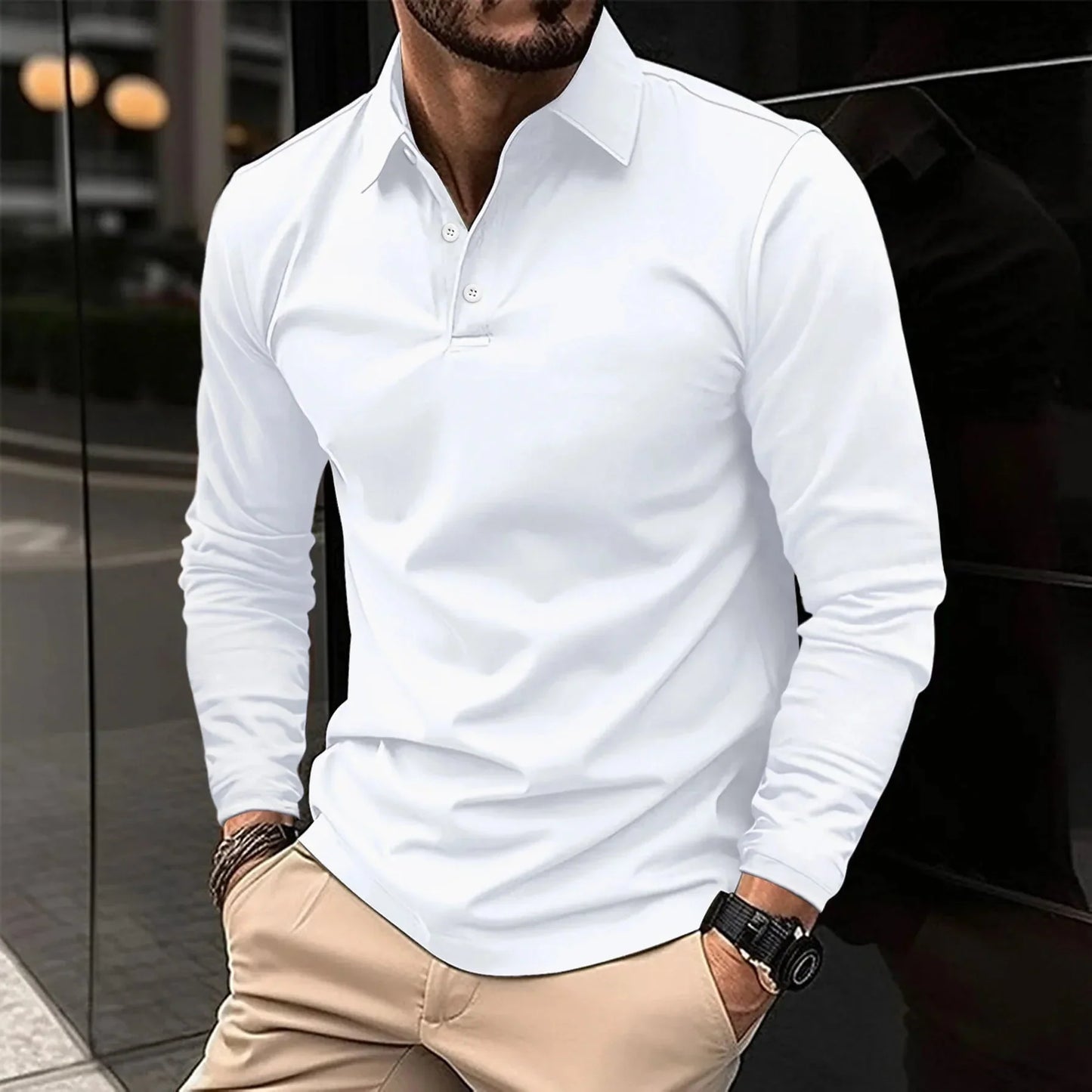 1+1 GRATIS | poloshirt met lange mouwen