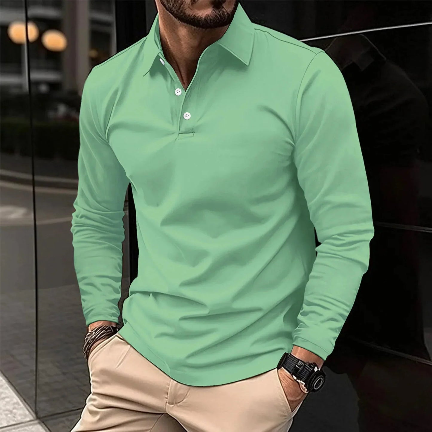 1+1 GRATIS | poloshirt met lange mouwen