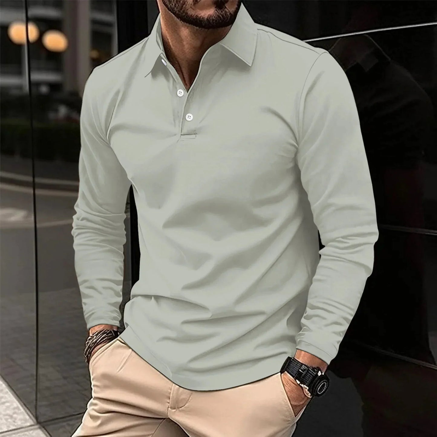 1+1 GRATIS | poloshirt met lange mouwen